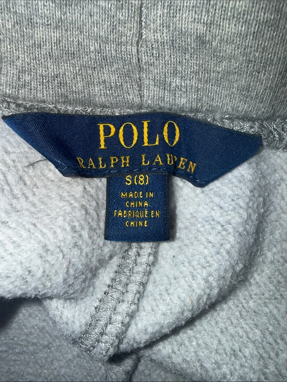 Ralph Lauren Kids Light Gray Sweatpants with Navy Polo Logo